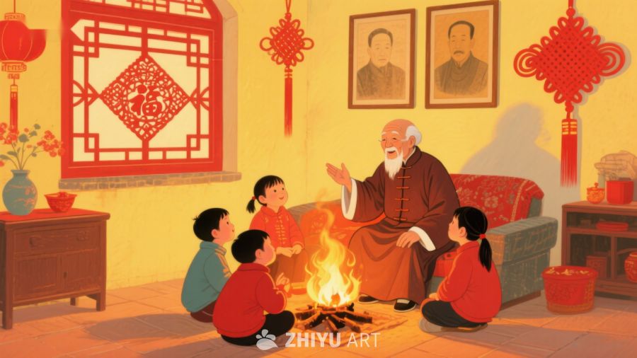 围炉夜话：祖孙共度温馨时光 884