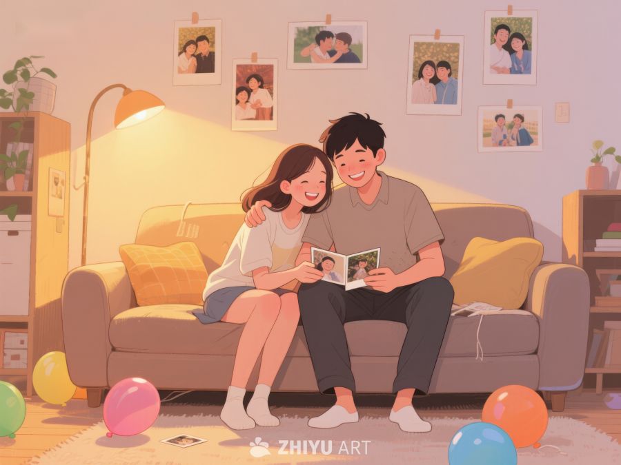 温馨客厅中的一对情侣 762