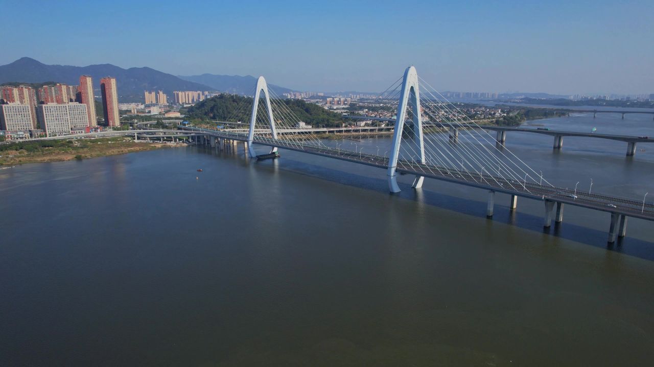 航拍福州白龙洲大桥景观