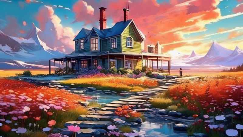 充满活力的绿洲在它的后院各种花 148