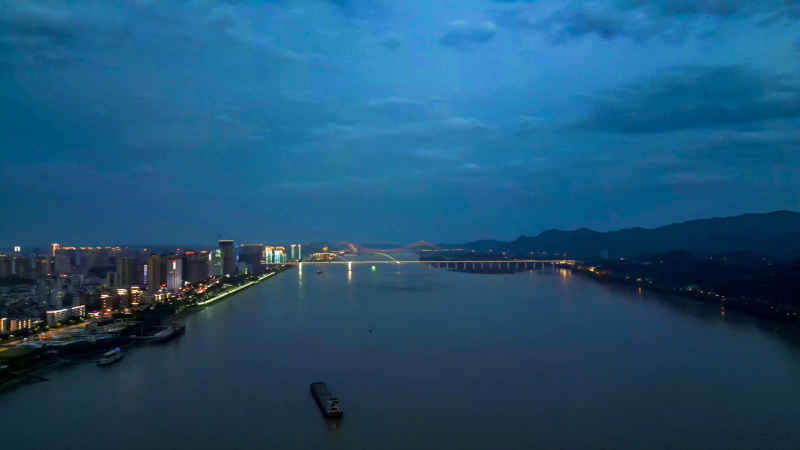 湖北宜昌城市风光航拍图 