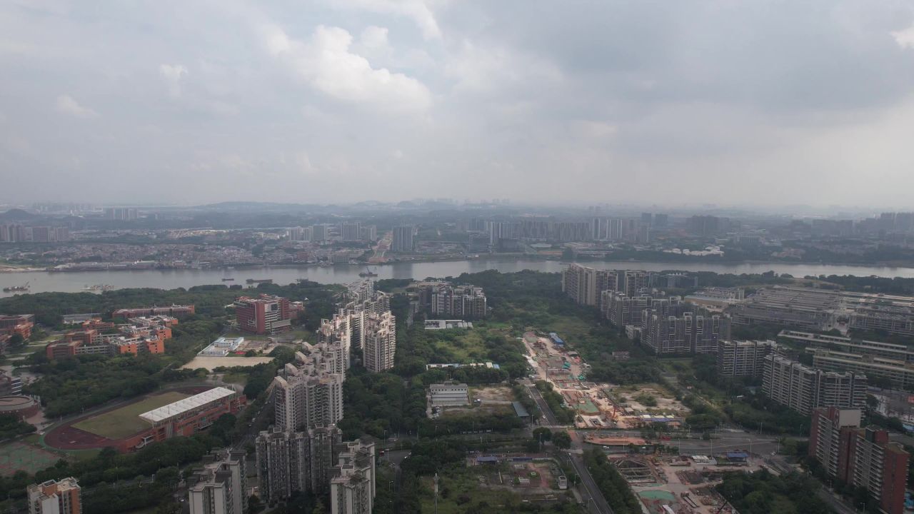 广州城市建设城市风光航拍 