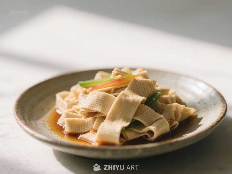 美味豆皮配葱段，简约盘中佳肴 1001