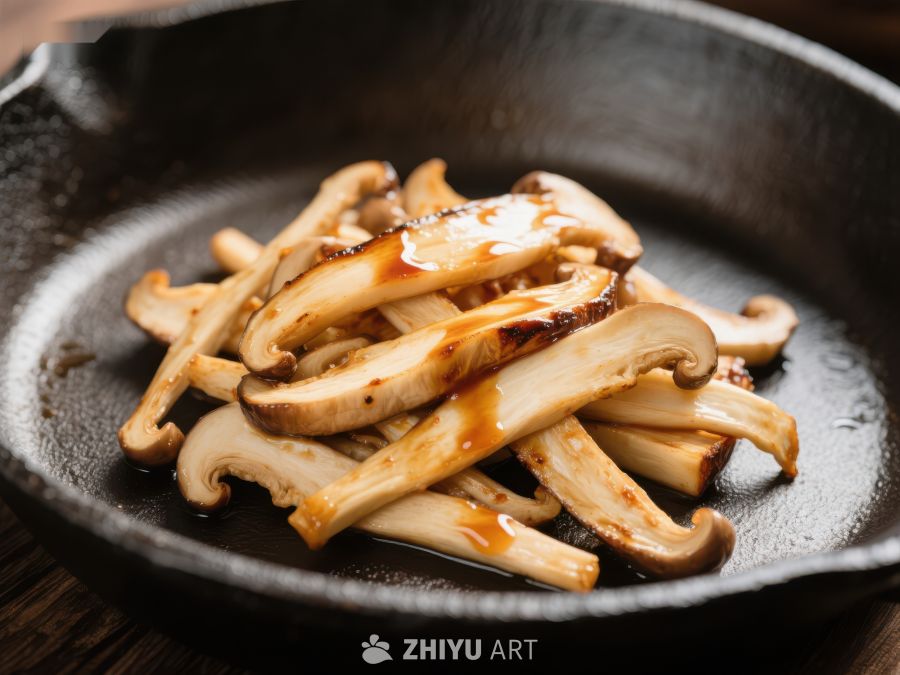 铁锅中的烤蘑菇 1456