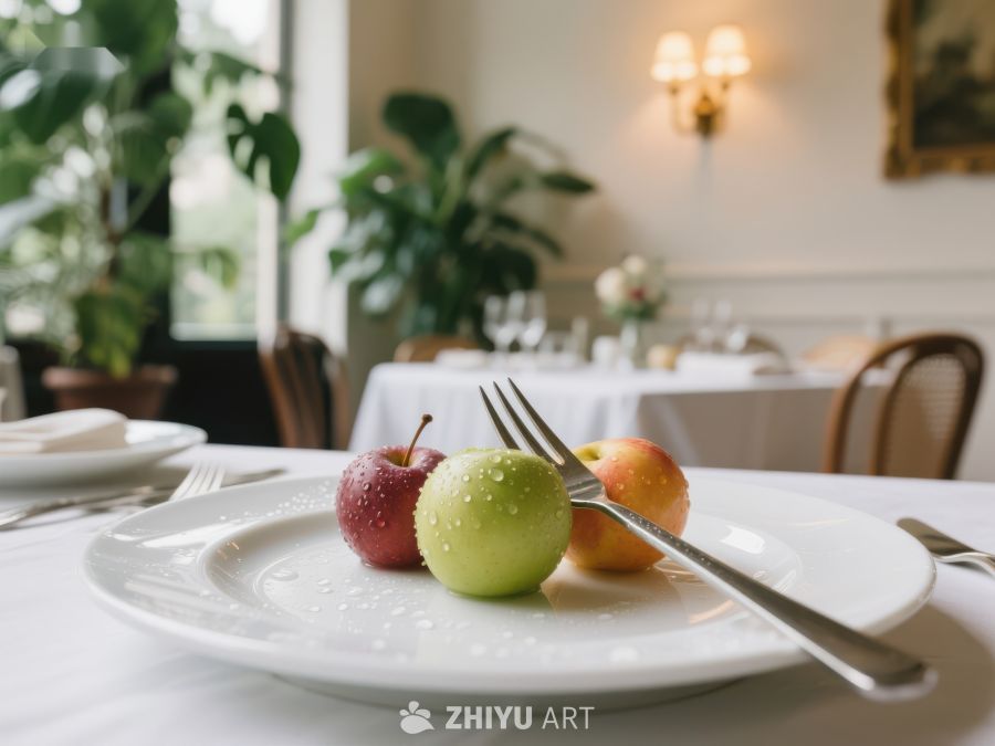 餐桌上的苹果与餐具 43