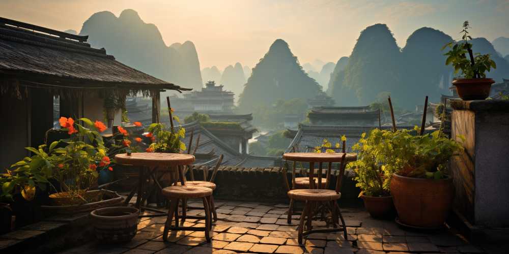 唯美山水画风景