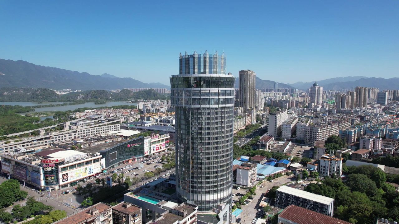 广东肇庆城市风光航拍 