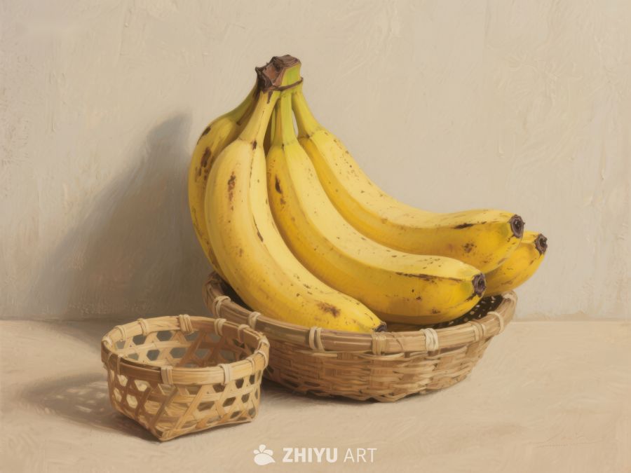 篮中香蕉与小筐静物 192