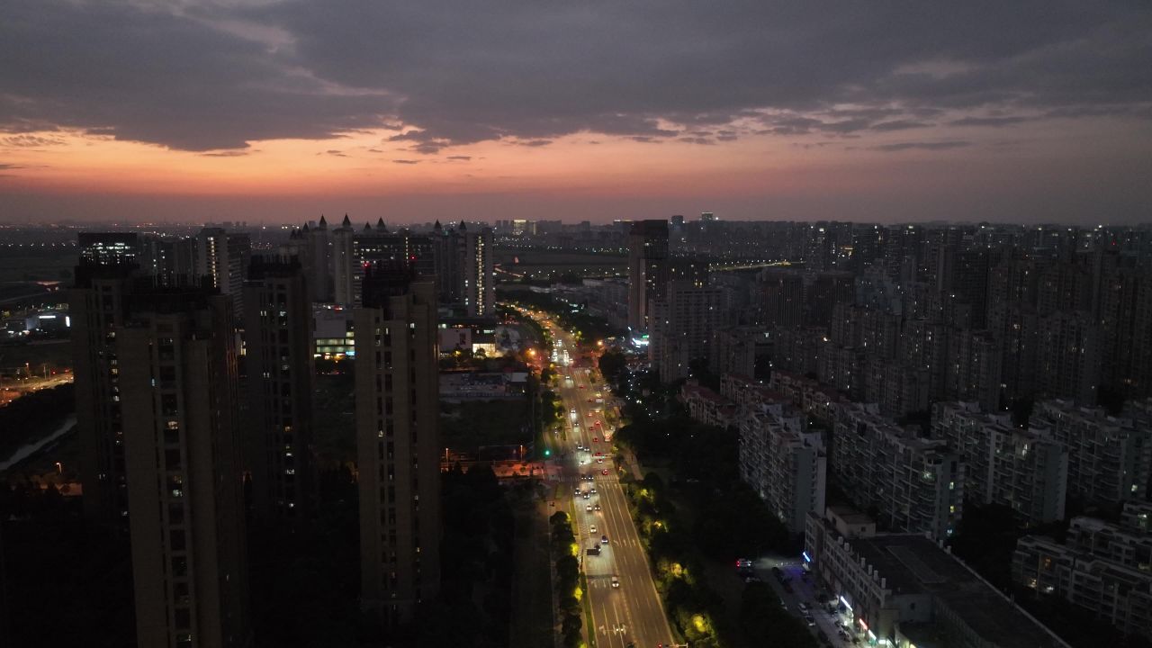 4K航拍昆山城市建筑夜景风光 9