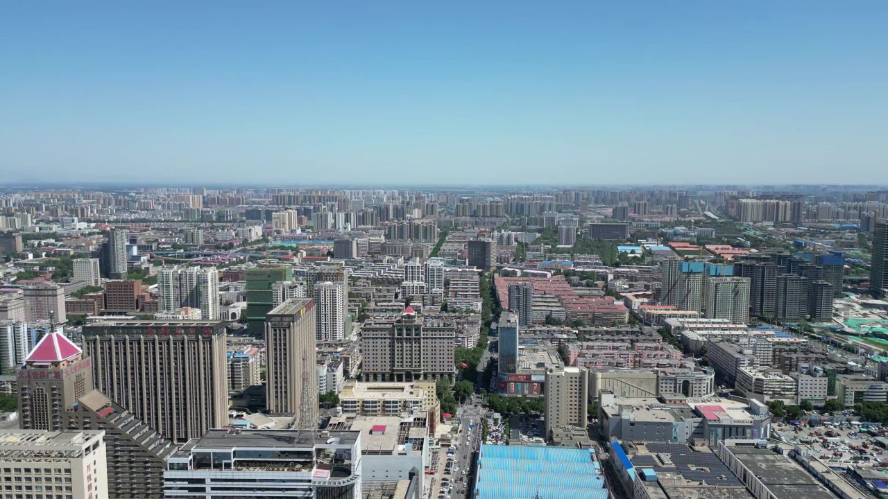 航拍河北石家庄城市建设
