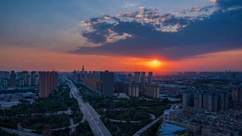 西安市石桥立交城市日转夜延时照片精修 2