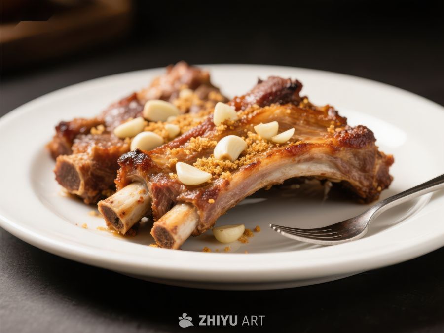 香脆排骨配蒜蓉，美味佳肴 1007