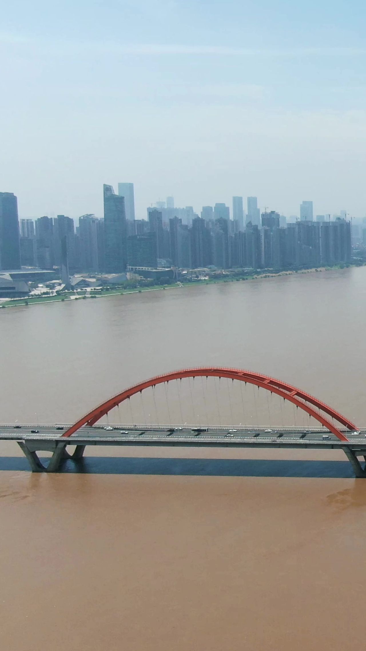城市航拍湖南长沙福元路湘江大桥