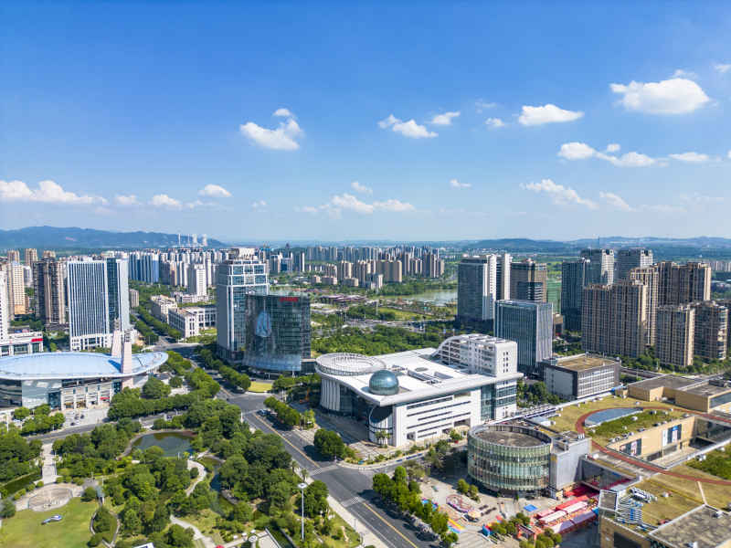 江西吉安城市风光航拍图 