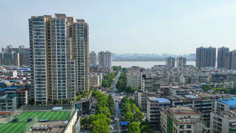 航拍湖北鄂州城市风光