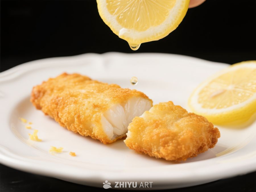 炸鱼配柠檬，美味佳肴