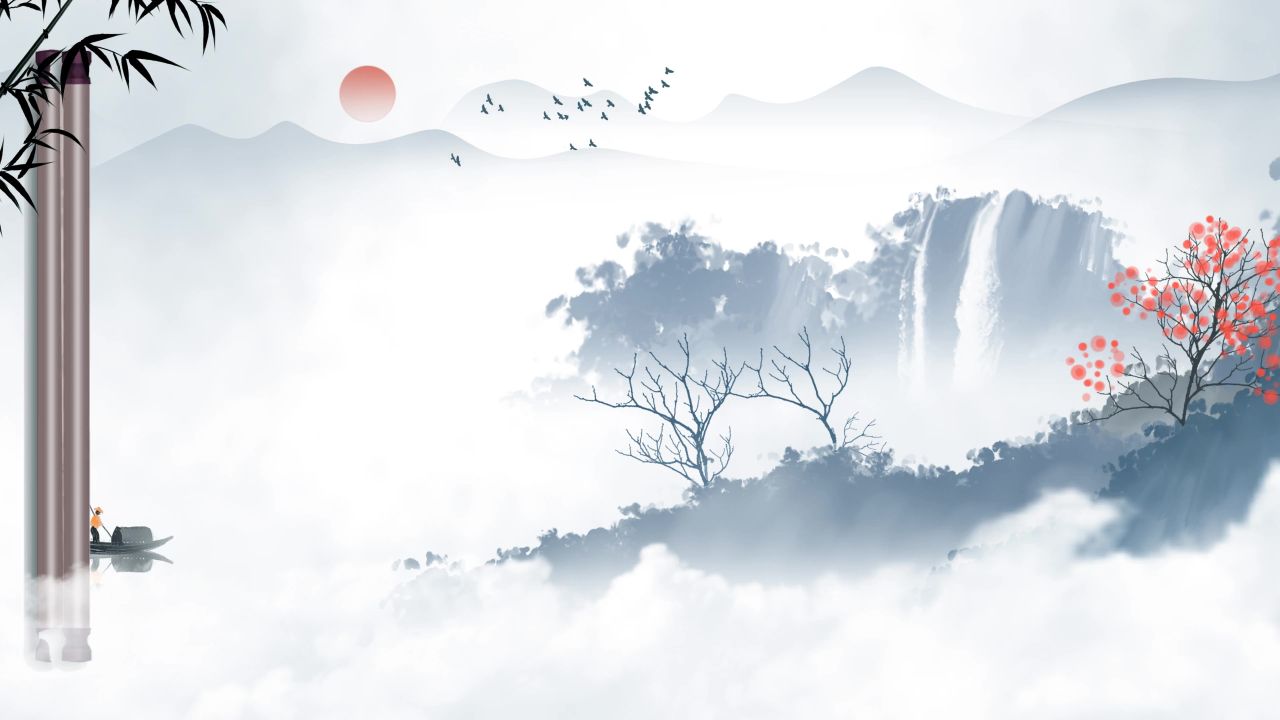 古风卷轴开场LED背景中国风意境水墨山水画舞台视频动态背景素材 6