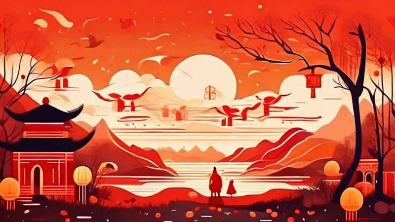 春节祭祖简约插画背景 9