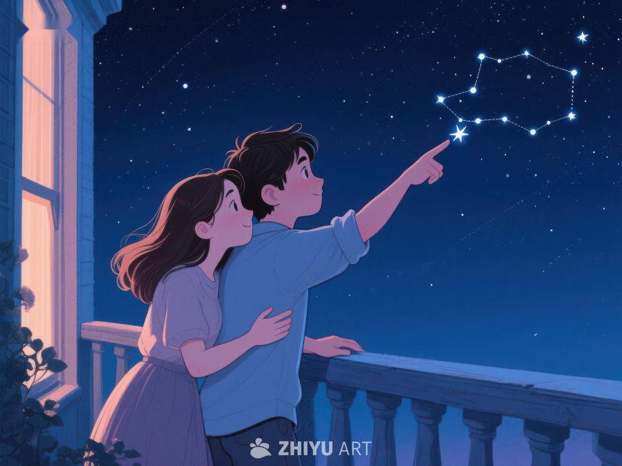 夜空下共赏星座的恋人 1044
