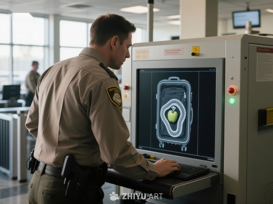 安检人员操作行李扫描设备 2