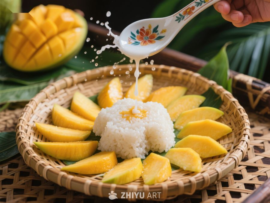 芒果糯米饭，甜蜜美食享受