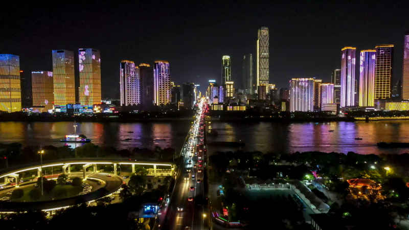 湖南长沙城市风光航拍摄影图 