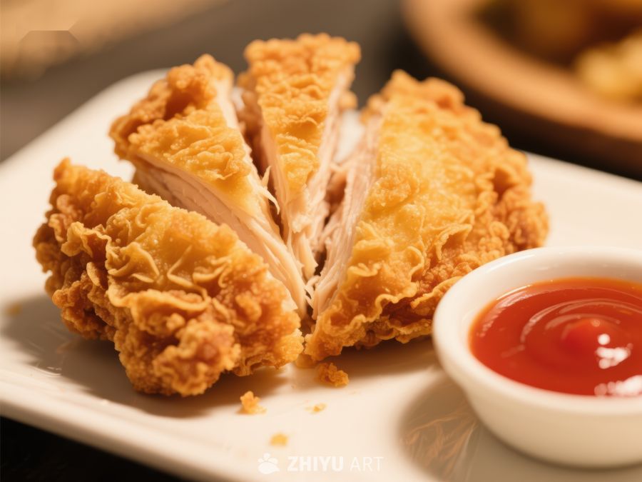 酥脆炸鸡配番茄酱