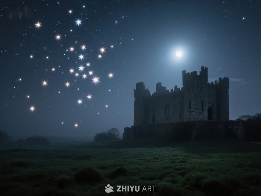 月夜星空下的古老城堡 517