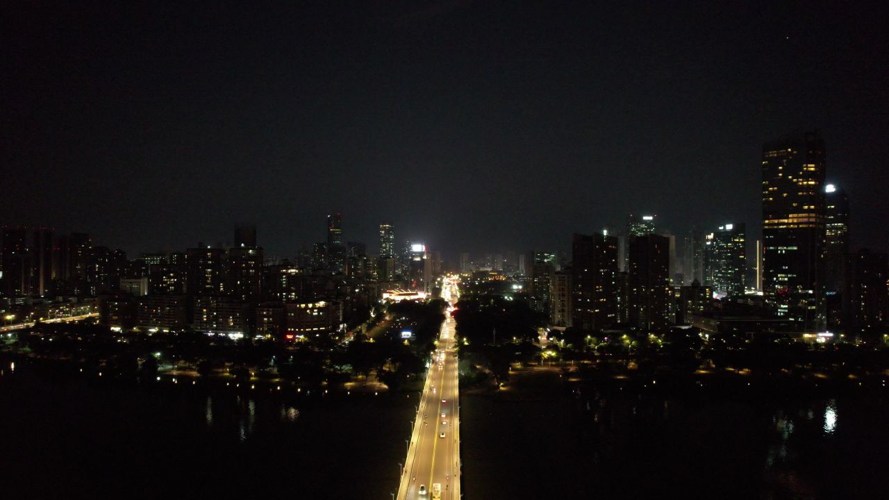 广东惠州城市夜景灯光航拍