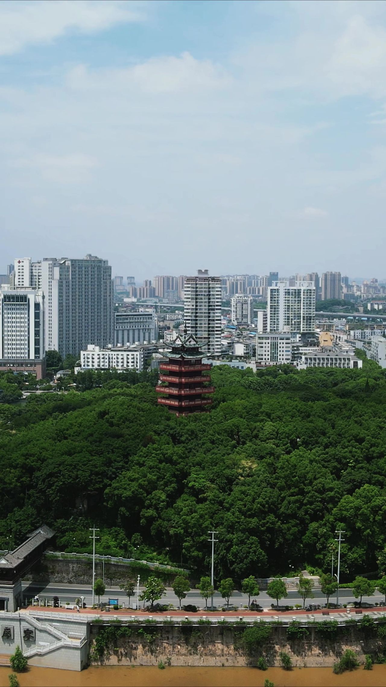 航拍湖南株洲神农塔