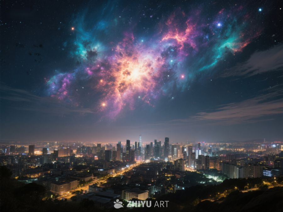 城市夜景与星空银河 12