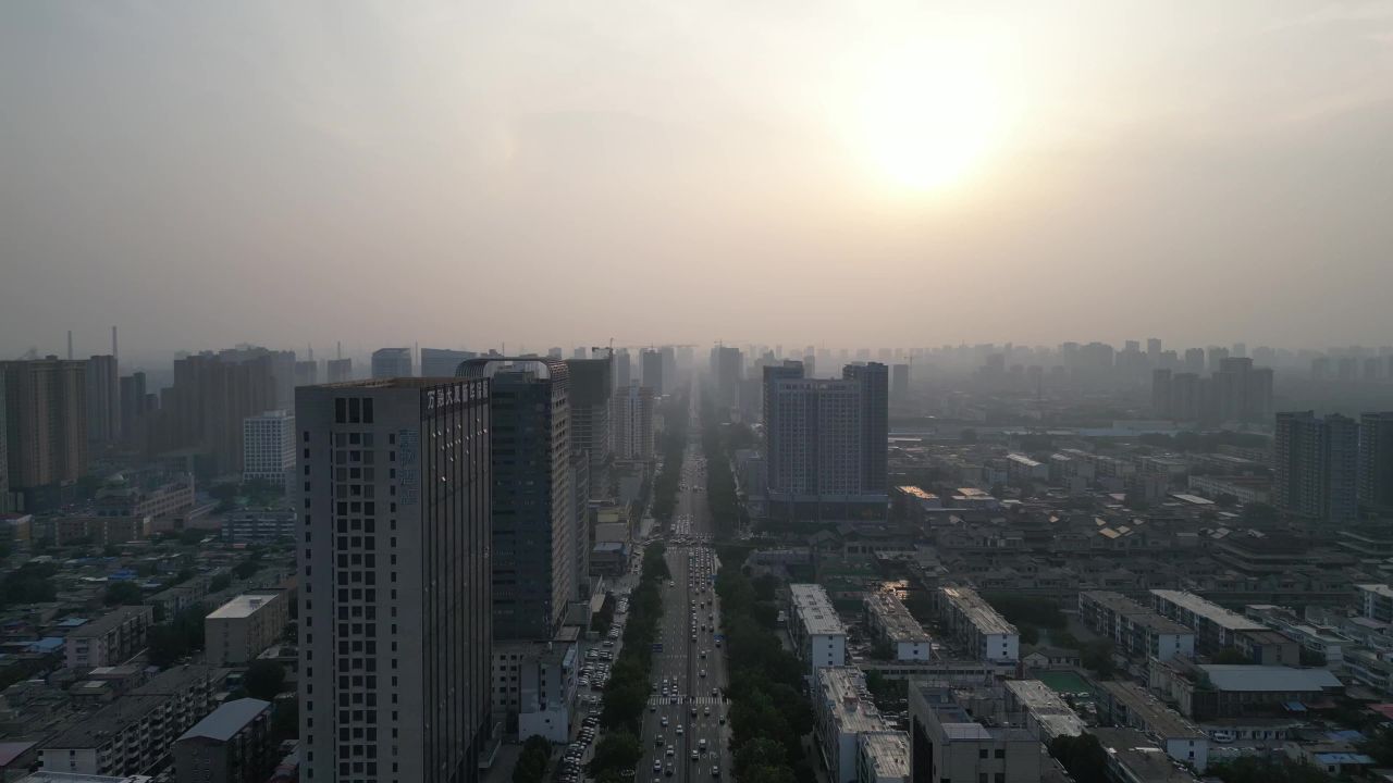  等待手动发布 河北邯郸城市日落晚霞夕阳航拍