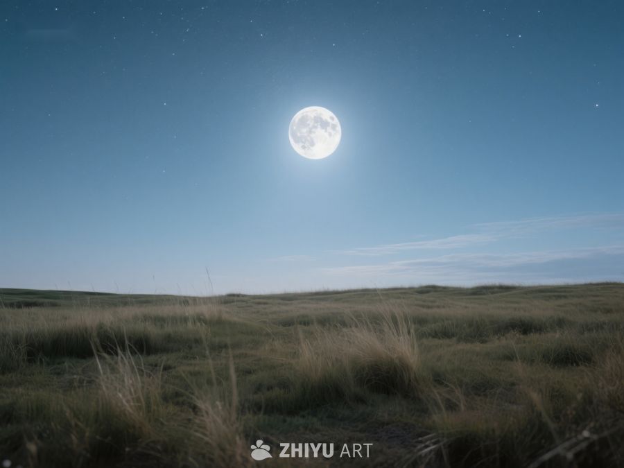 满月高悬于宁静草原之上 54