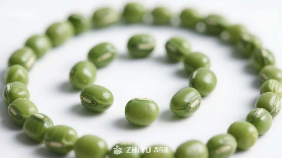 螺旋排列的绿色豆子