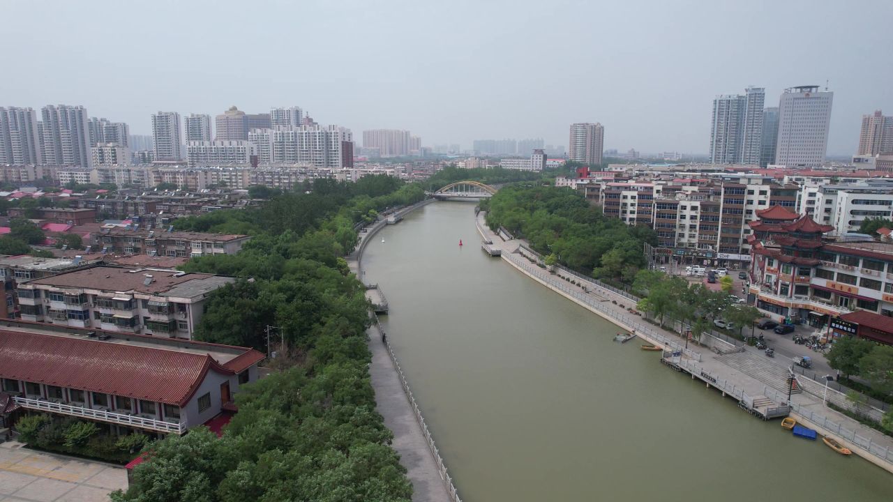 河北沧州城市风光航拍 