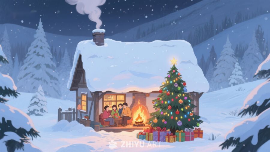 雪夜小屋温馨圣诞夜 404