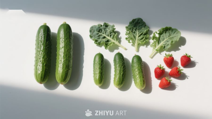 新鲜蔬菜水果排列展示