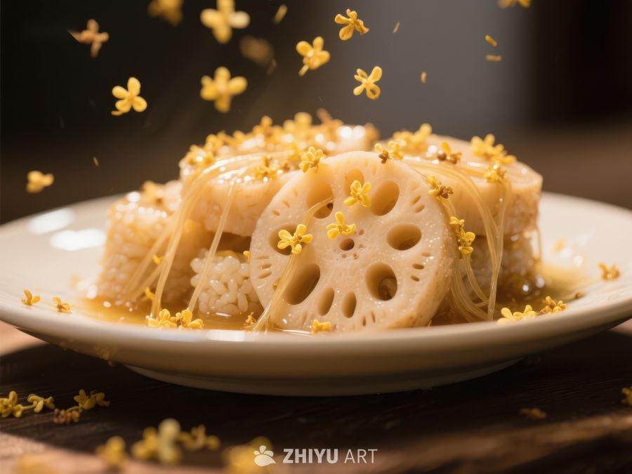 莲藕糯米糕配桂花蜜 484