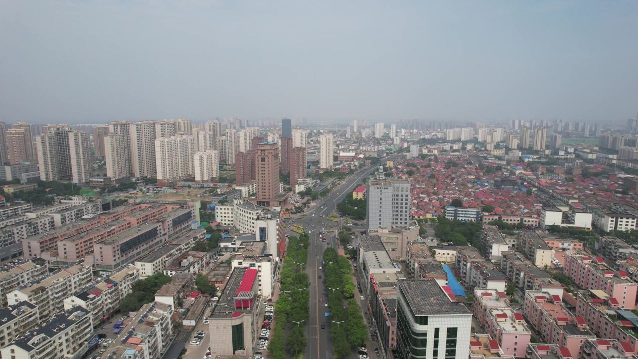 河北沧州城市风光航拍 