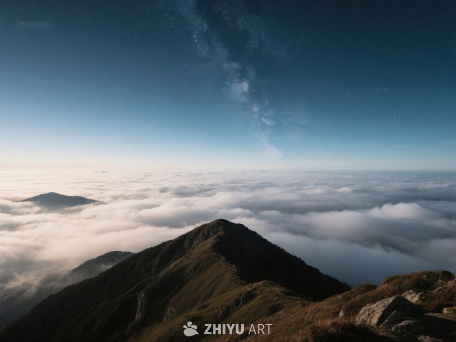 山巅之上，云海与星空的交汇 121