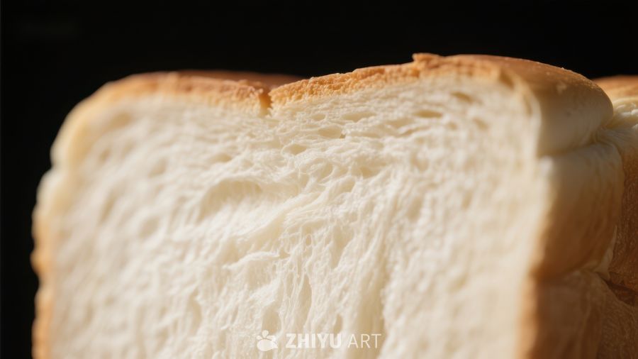 新鲜面包的柔软内部特写