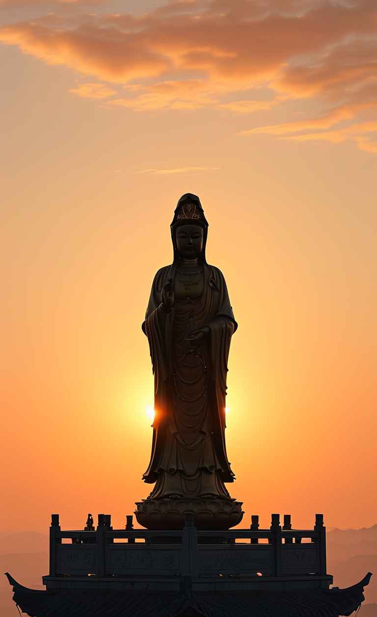 夕阳黄昏下的观音庄严 6