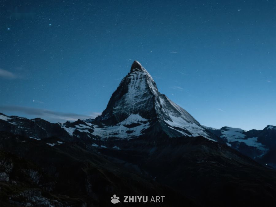 夜幕下的雄伟山峰 515