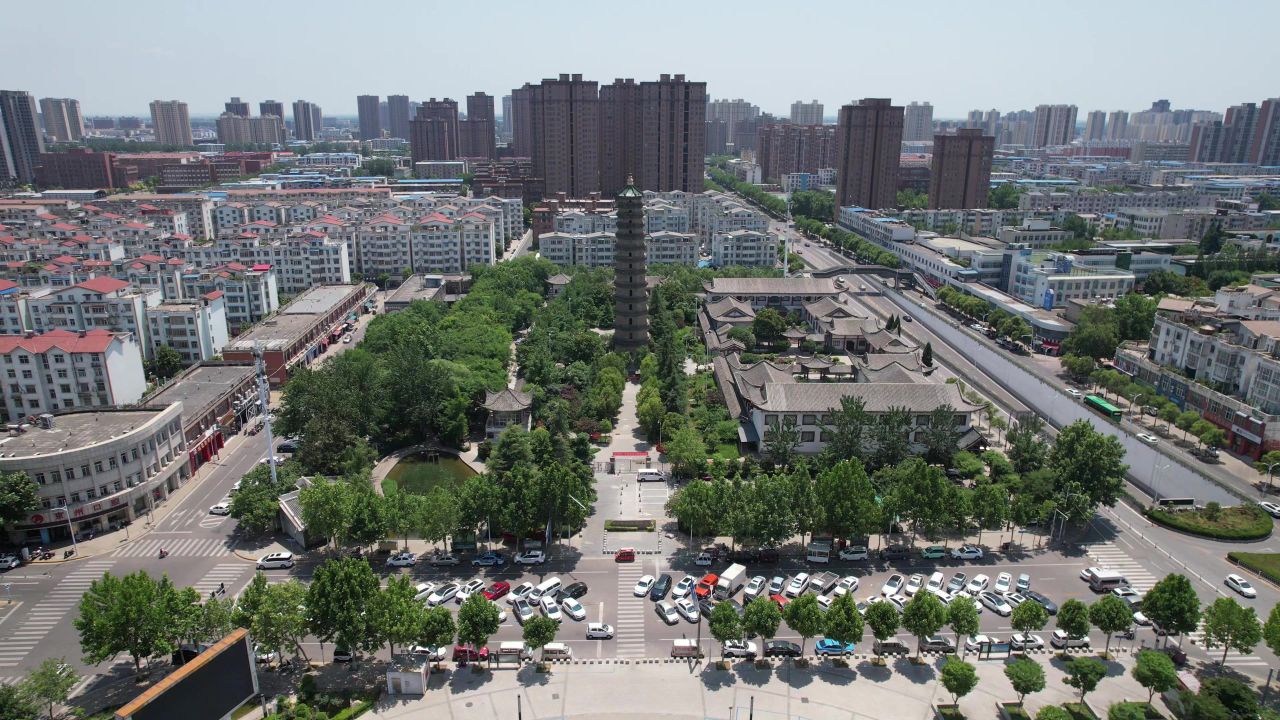 河南许昌城市风光地标建筑航拍 