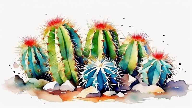仙人掌自然植物插画 69