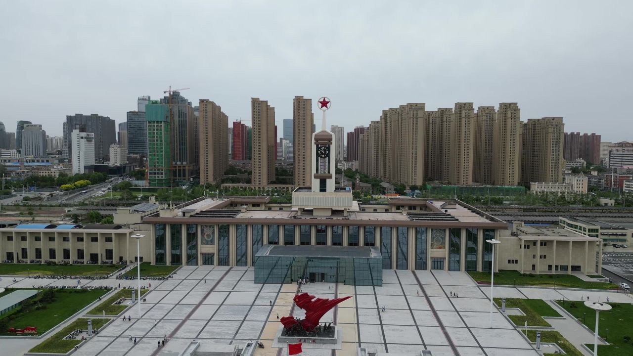 航拍河北石家庄解放广场
