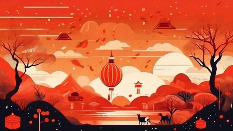 春节祭祖简约插画背景 11