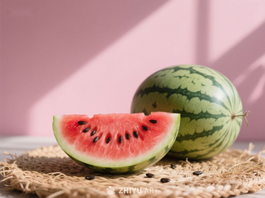 新鲜西瓜切片与整瓜展示 537