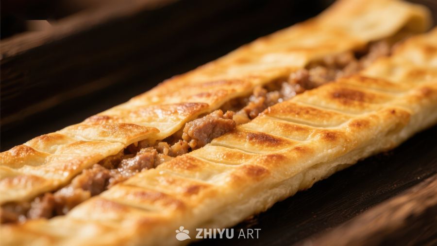 酥脆肉馅饼，金黄诱人
