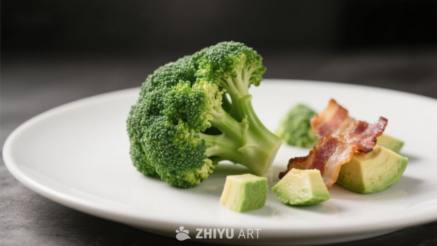 西兰花牛油果培根拼盘